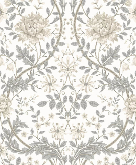 Honeysuckle Trail Wallpaper - Ivory & Grey - NextWall - NW44600 - Premier Wallcovering