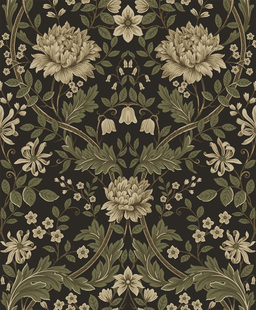 Honeysuckle Trail Wallpaper - Brown & Sage - NextWall - NW44606 - Premier Wallcovering