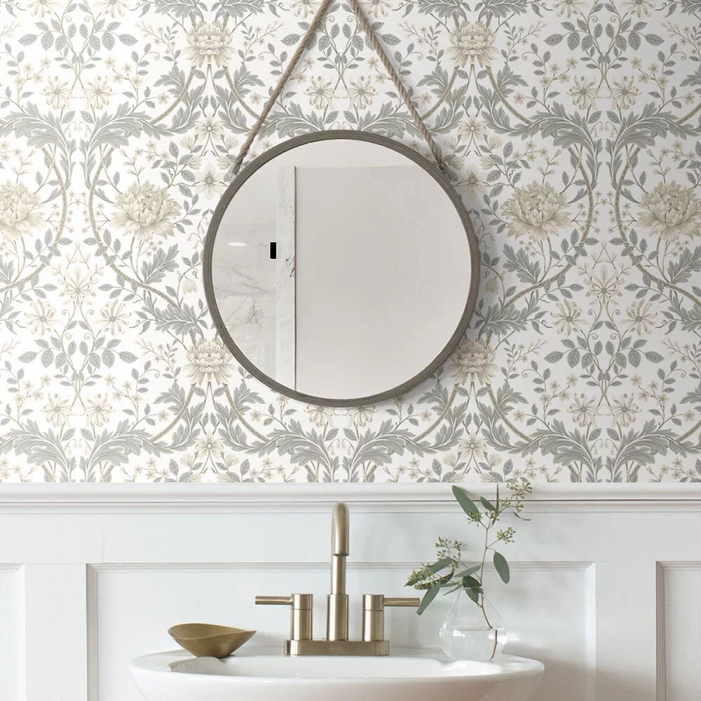 Honeysuckle Trail Wallpaper - Ivory & Grey - NextWall - NW44600 - Premier Wallcovering