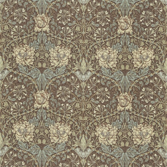 Honeysuckle & Tulip Fabric - Woad/Thyme - Morris & Co - 227242 - Premier Wallcovering