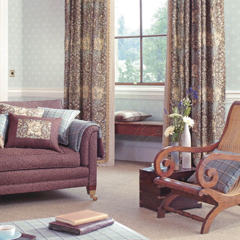 Honeysuckle & Tulip Fabric - Woad/Thyme - Morris & Co - 227242 - Premier Wallcovering