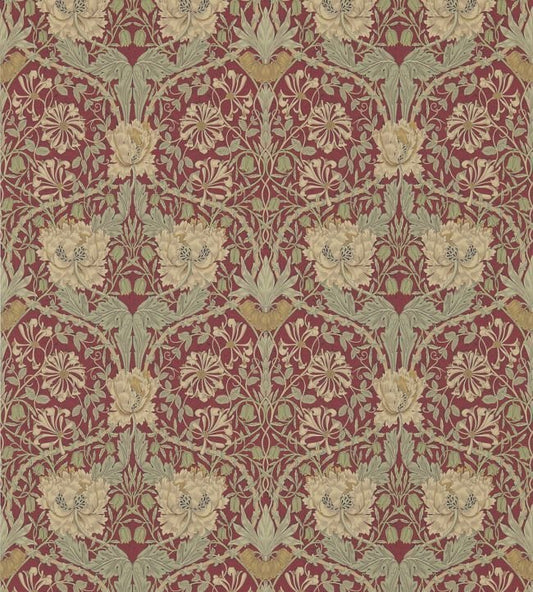Honeysuckle & Tulip Wallpaper - Red/Gold - 214700 - Morris & Co - Premier Wallcovering