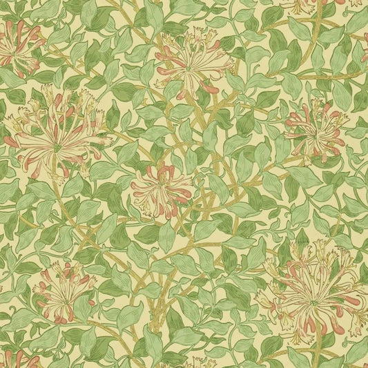 Honeysuckle Wallpaper - Green/Beige/Pink - DMC1HS103 - Morris & Co - Premier Wallcovering