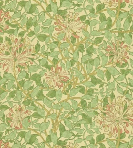 Honeysuckle Wallpaper - Green/Beige/Pink - 216842 - Morris & Co - Premier Wallcovering