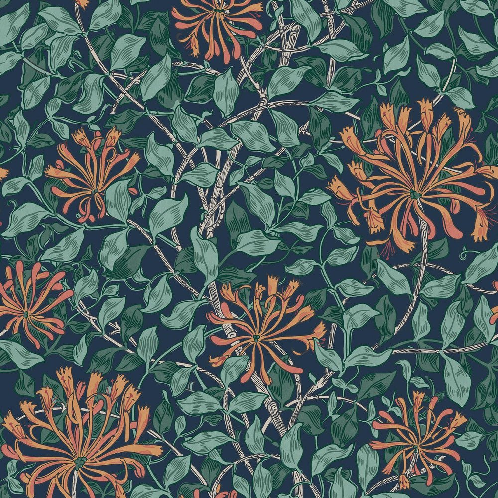 Honeysuckle Wallpaper - Tidewater Blue - 140484 - William Morris - Premier Wallcovering