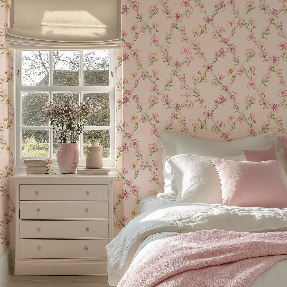 Honeysuckle Wallpaper - Pink - Lucie Annabel - LAN100433 - Premier Wallcovering