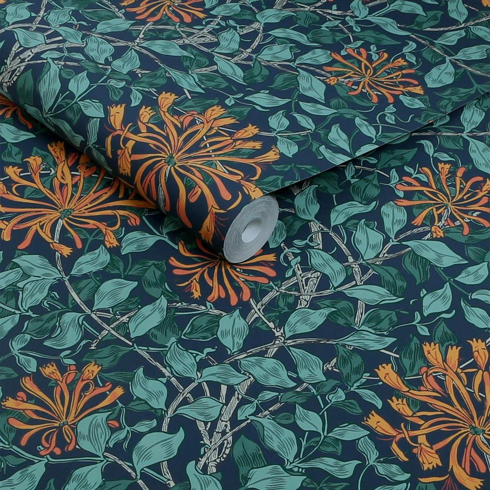 Honeysuckle Wallpaper - Tidewater Blue - 140484 - William Morris - Premier Wallcovering