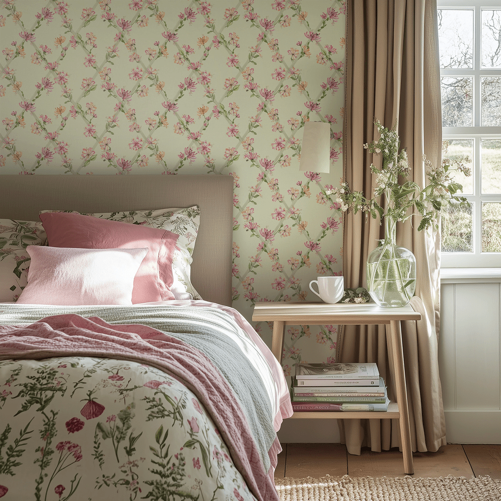 Honeysuckle Wallpaper - Sage Green - Lucie Annabel - LAN100434 - Premier Wallcovering