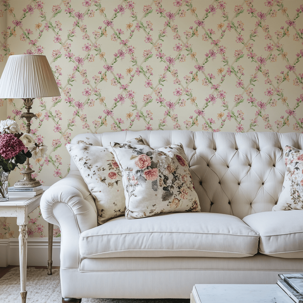 Honeysuckle Wallpaper - Cream - Lucie Annabel - LAN100435 - Premier Wallcovering