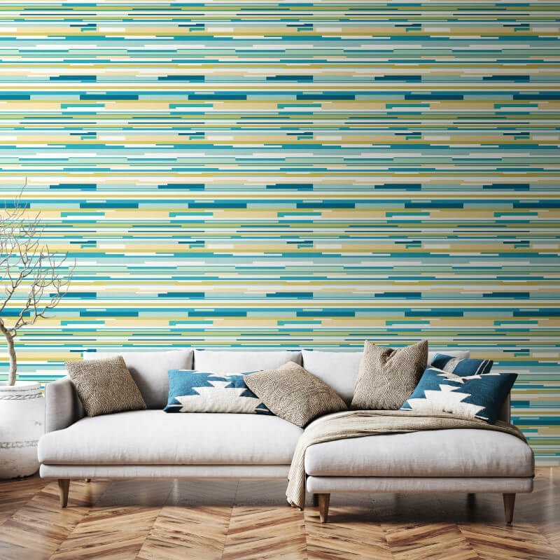 Horizontal Stripe Wallpaper - Teal Blue - Hoopla Walls - HWA1064W - Premier Wallcovering