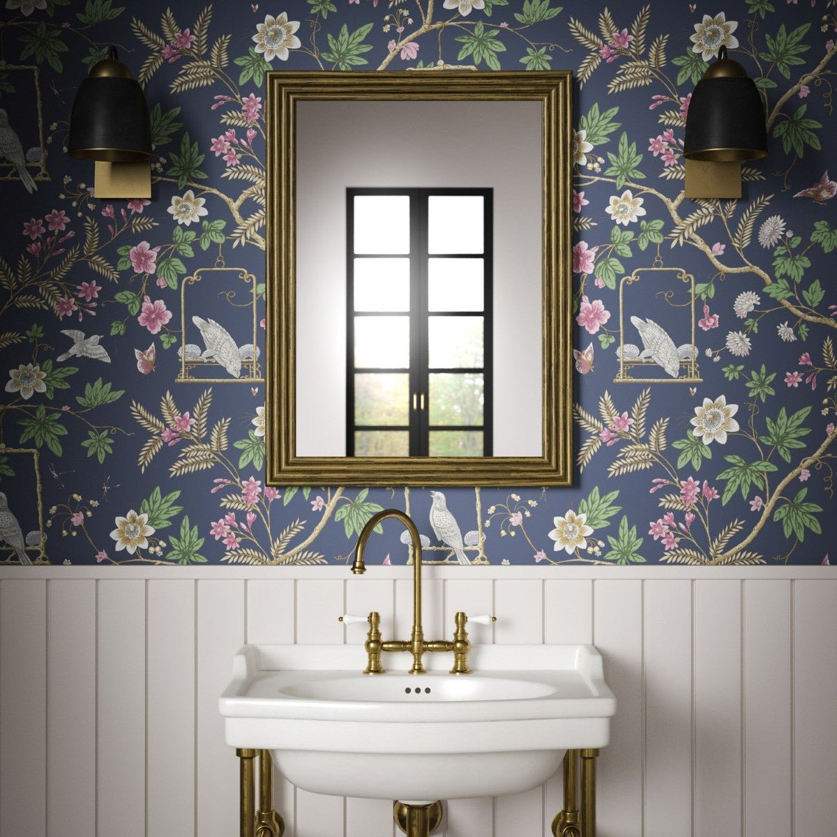 Horsham Wallpaper - Navy - Warner House - Premier Wallcovering