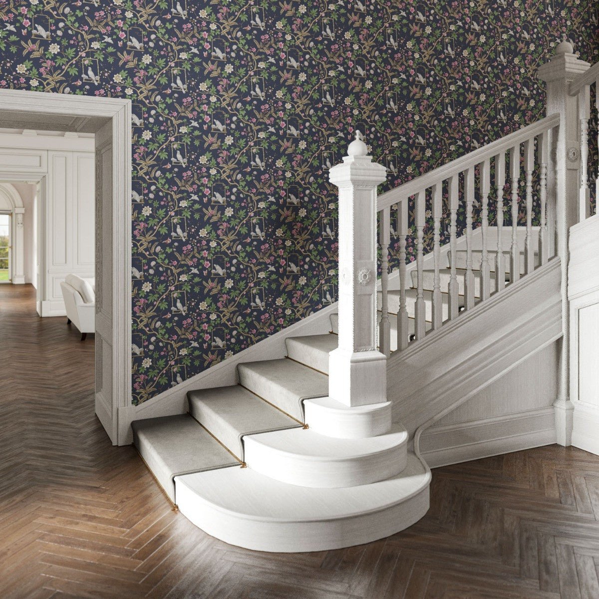 Horsham Wallpaper - Navy - Warner House - Premier Wallcovering