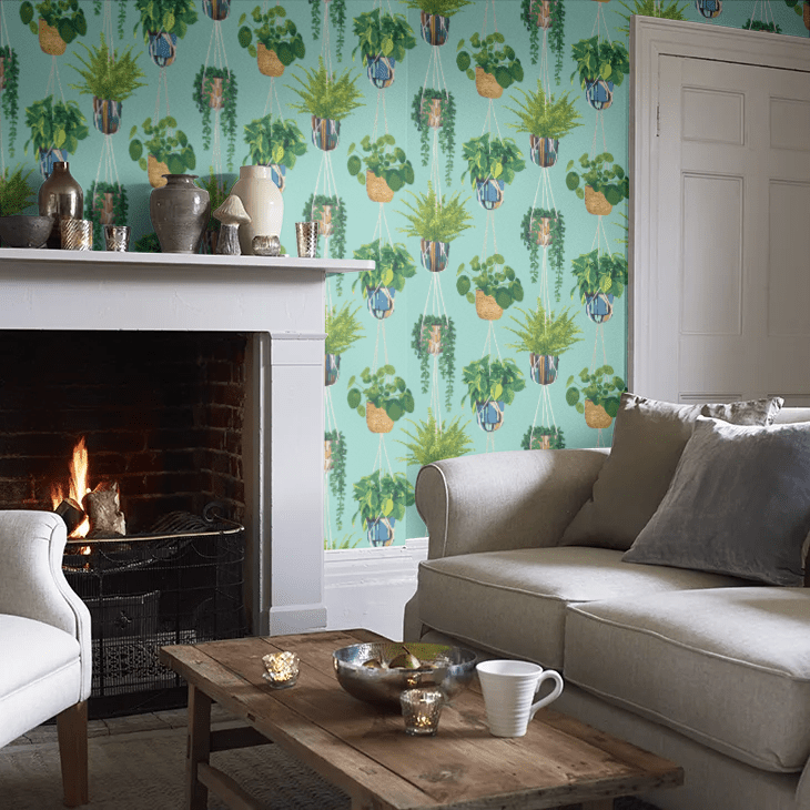Houseplant Wallpaper - Cerulean Twist - Ohpopsi - GRA50108W - Premier Wallcovering
