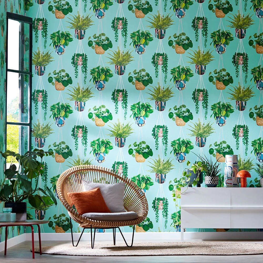 Houseplant Wallpaper - Cerulean Twist - Ohpopsi - GRA50108W - Premier Wallcovering