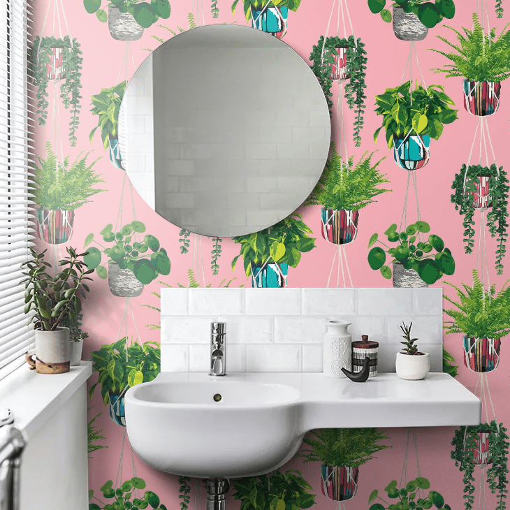 Houseplant Wallpaper - Bubblegum - Ohpopsi - GRA50109W - Premier Wallcovering