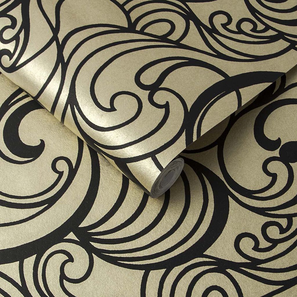 Hula Wallpaper - Swirl Guilded - Graham & Brown - 105272 - Premier Wallcovering