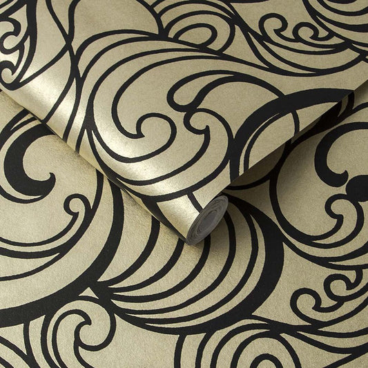 Hula Wallpaper - Swirl Guilded - Graham & Brown - 105272 - Premier Wallcovering