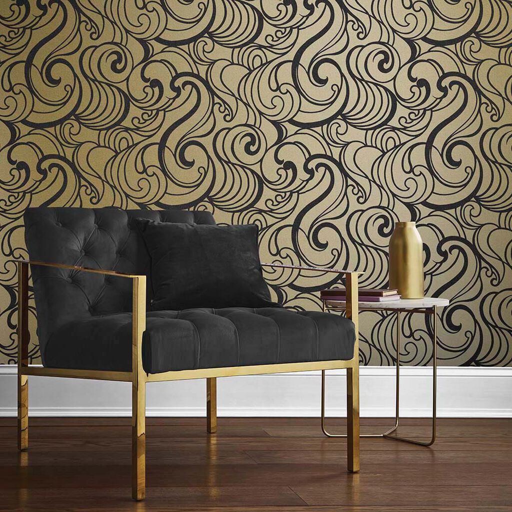 Hula Wallpaper - Swirl Guilded - Graham & Brown - 105272 - Premier Wallcovering