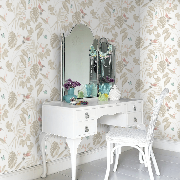 Hummingbird Wallpaper - Oyster - Ohpopsi - LBK50104W - Premier Wallcovering