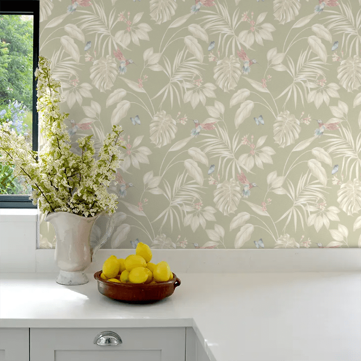 Hummingbird Wallpaper - Sage - Ohpopsi - LBK50138W - Premier Wallcovering