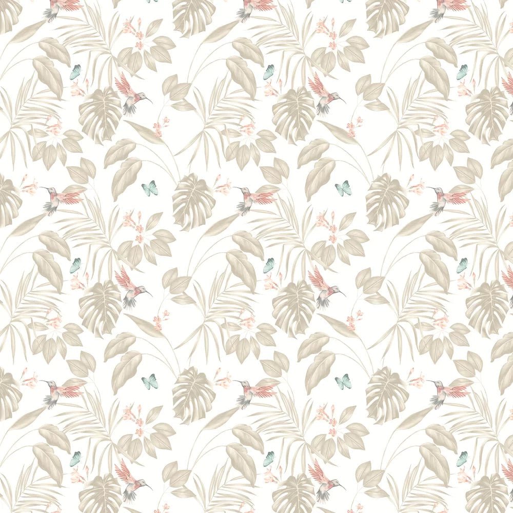 Hummingbird Wallpaper - Oyster - Ohpopsi - LBK50104W - Premier Wallcovering