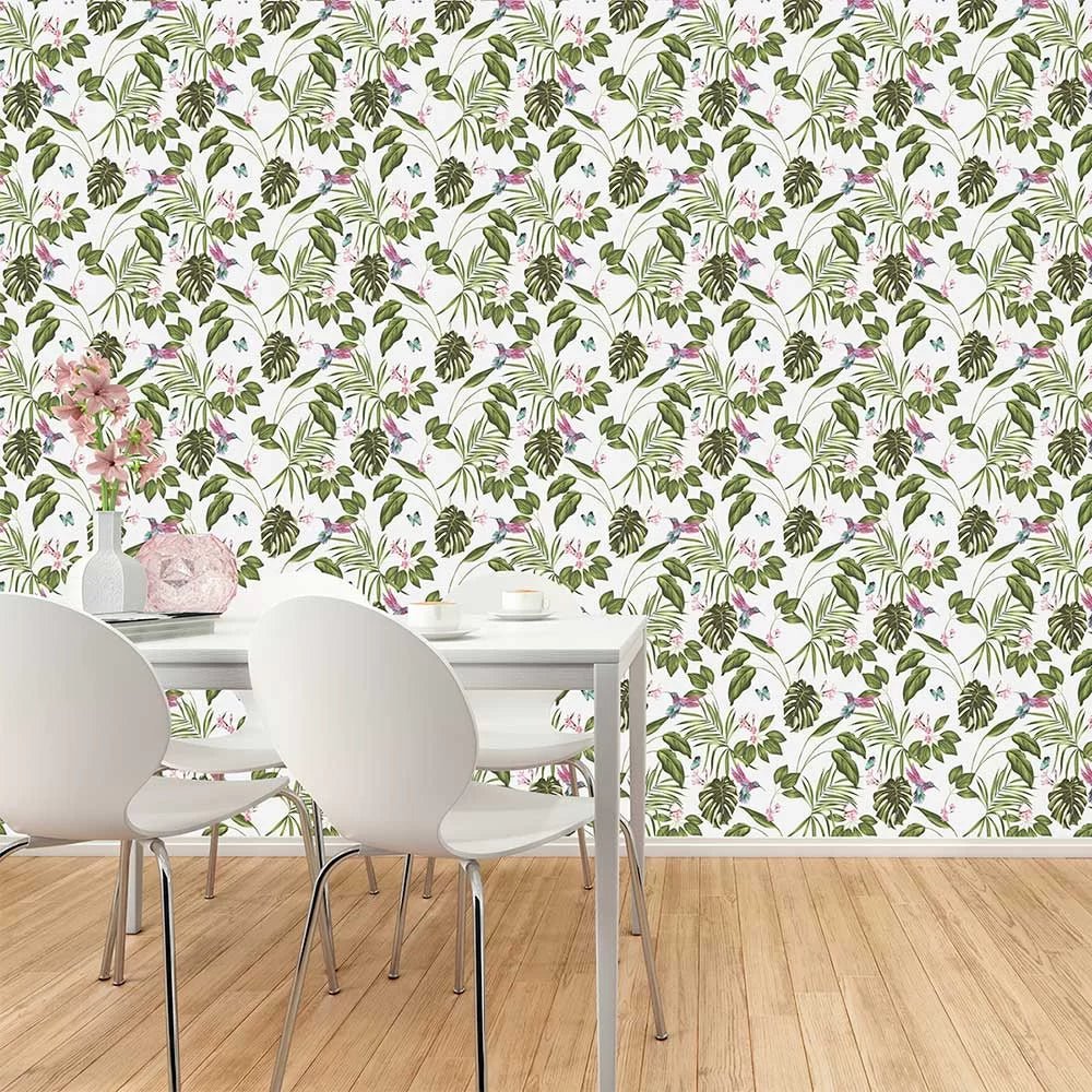 Hummingbird Wallpaper - Wilderness White - Ohpopsi - WLD53114W - Premier Wallcovering