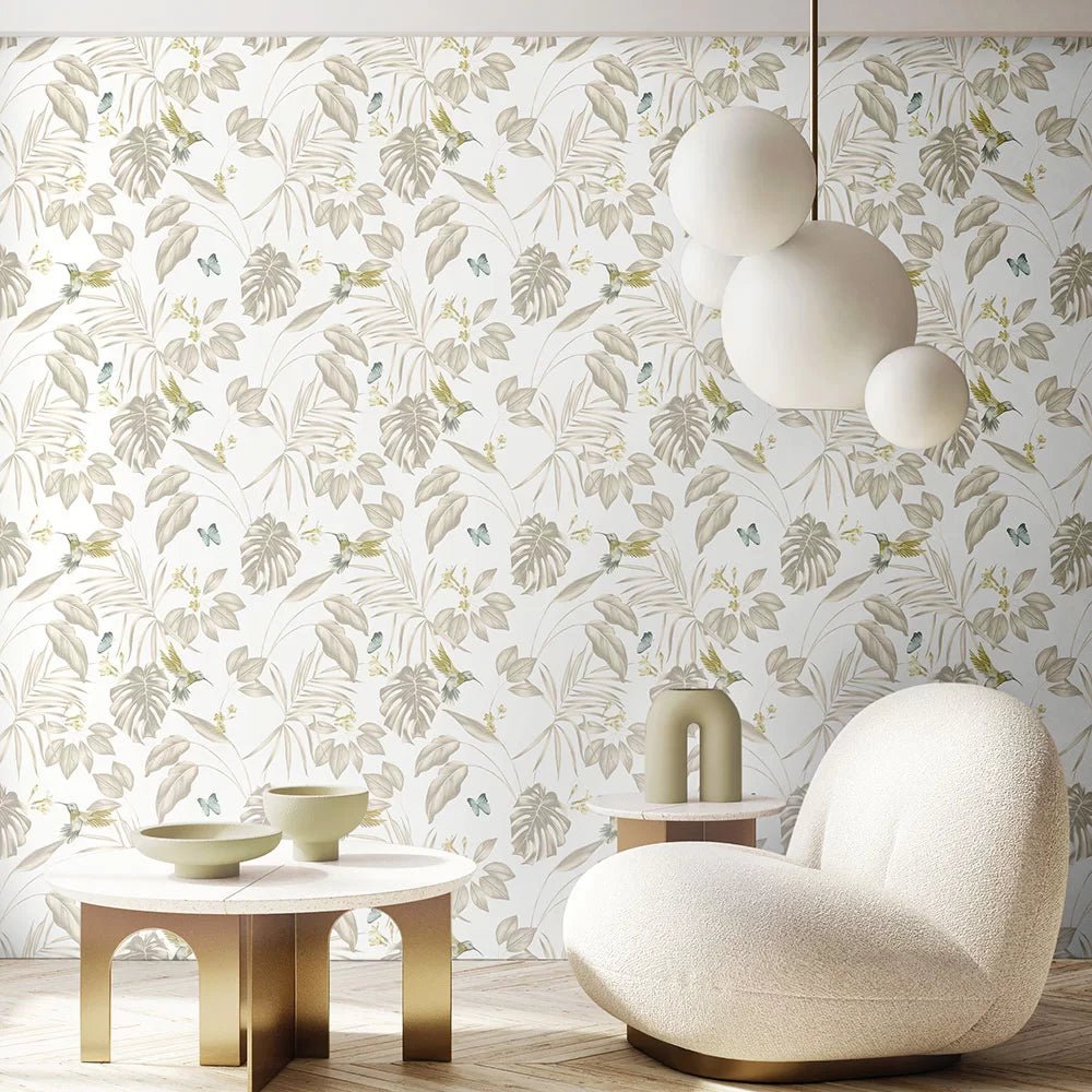 Hummingbird Wallpaper - Pearl - Ohpopsi - LBK50114W - Premier Wallcovering