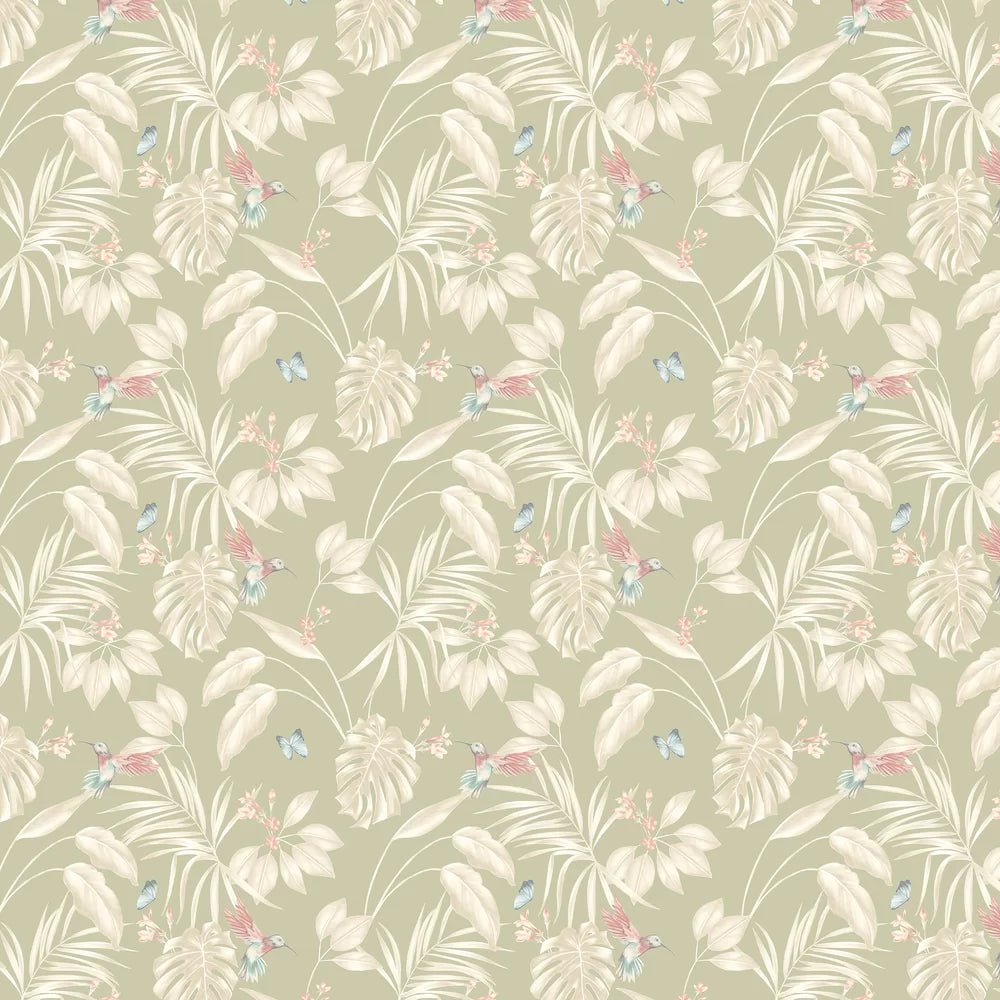 Hummingbird Wallpaper - Sage - Ohpopsi - LBK50138W - Premier Wallcovering