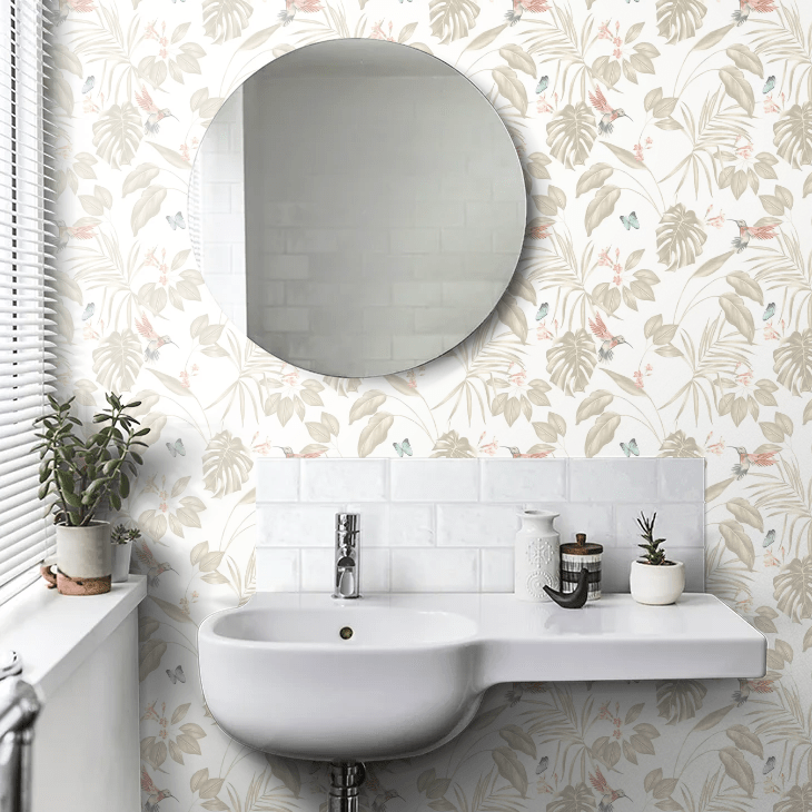 Hummingbird Wallpaper - Oyster - Ohpopsi - LBK50104W - Premier Wallcovering