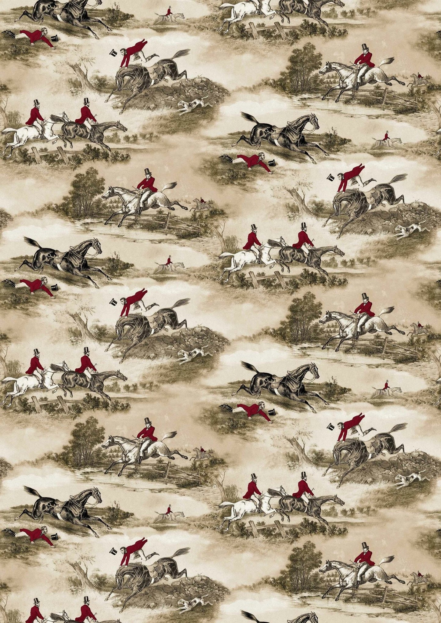 Lewis & Wood - Hunting Scenes - Beige - Premier Wallcovering