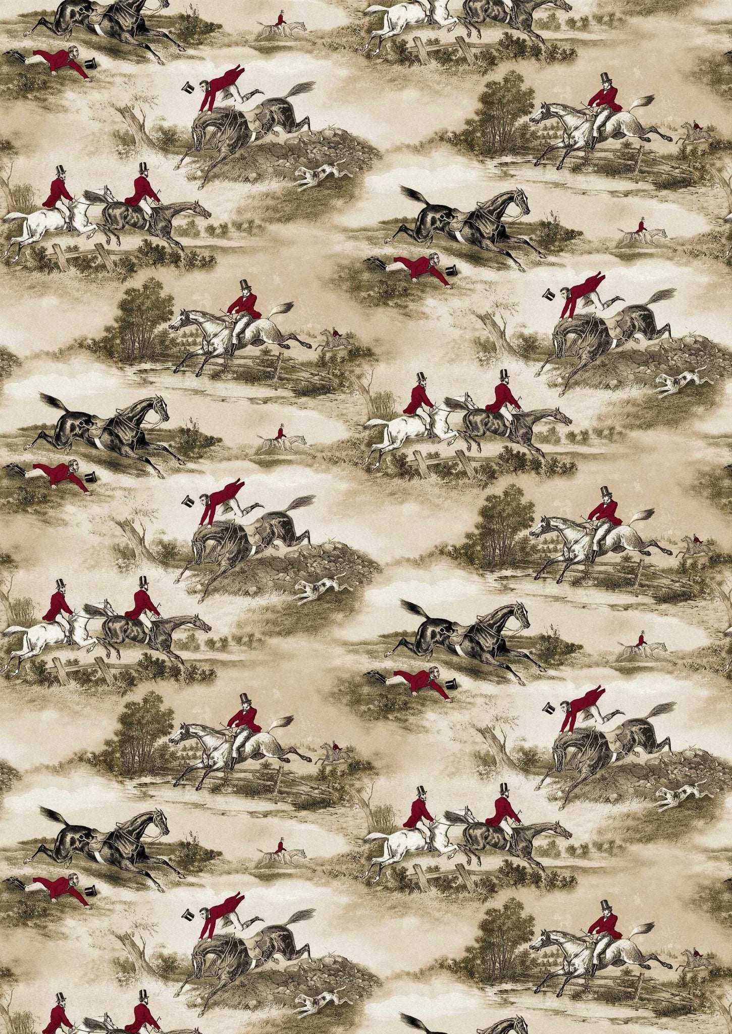 Lewis & Wood - Hunting Scenes - Beige - Premier Wallcovering