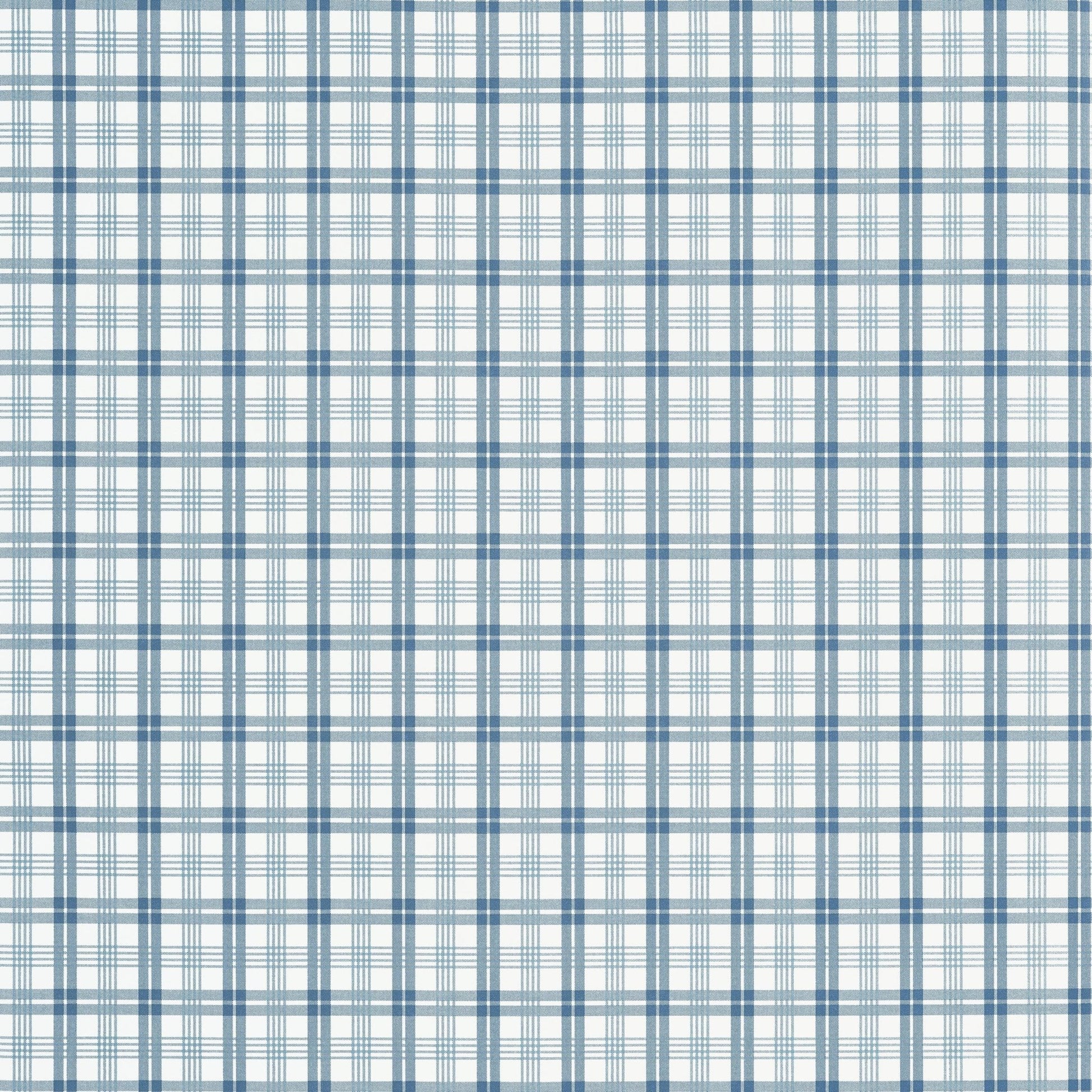 Huntley Plaid Wallpaper - Blue - Thibaut - T44056 - Premier Wallcovering