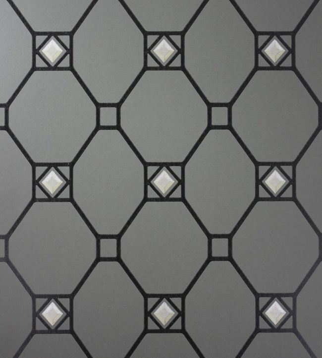 Huntly Wallpaper - Black/Gilver - Nina Campbell - NCW4126 - 07 - Premier Wallcovering