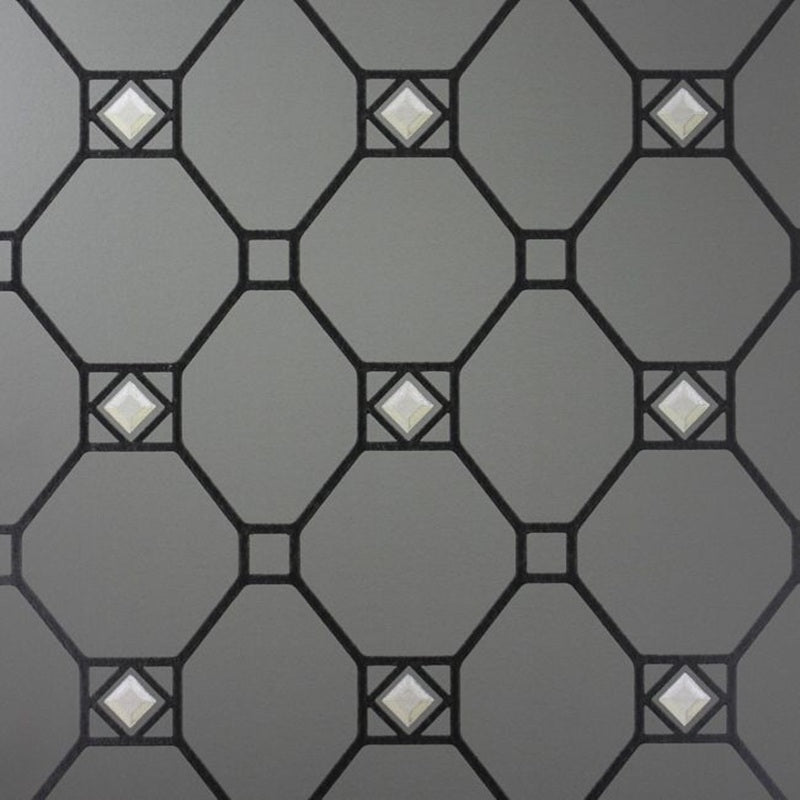 Huntly Wallpaper - Black/Gilver - Nina Campbell - NCW4126-07 - Premier Wallcovering