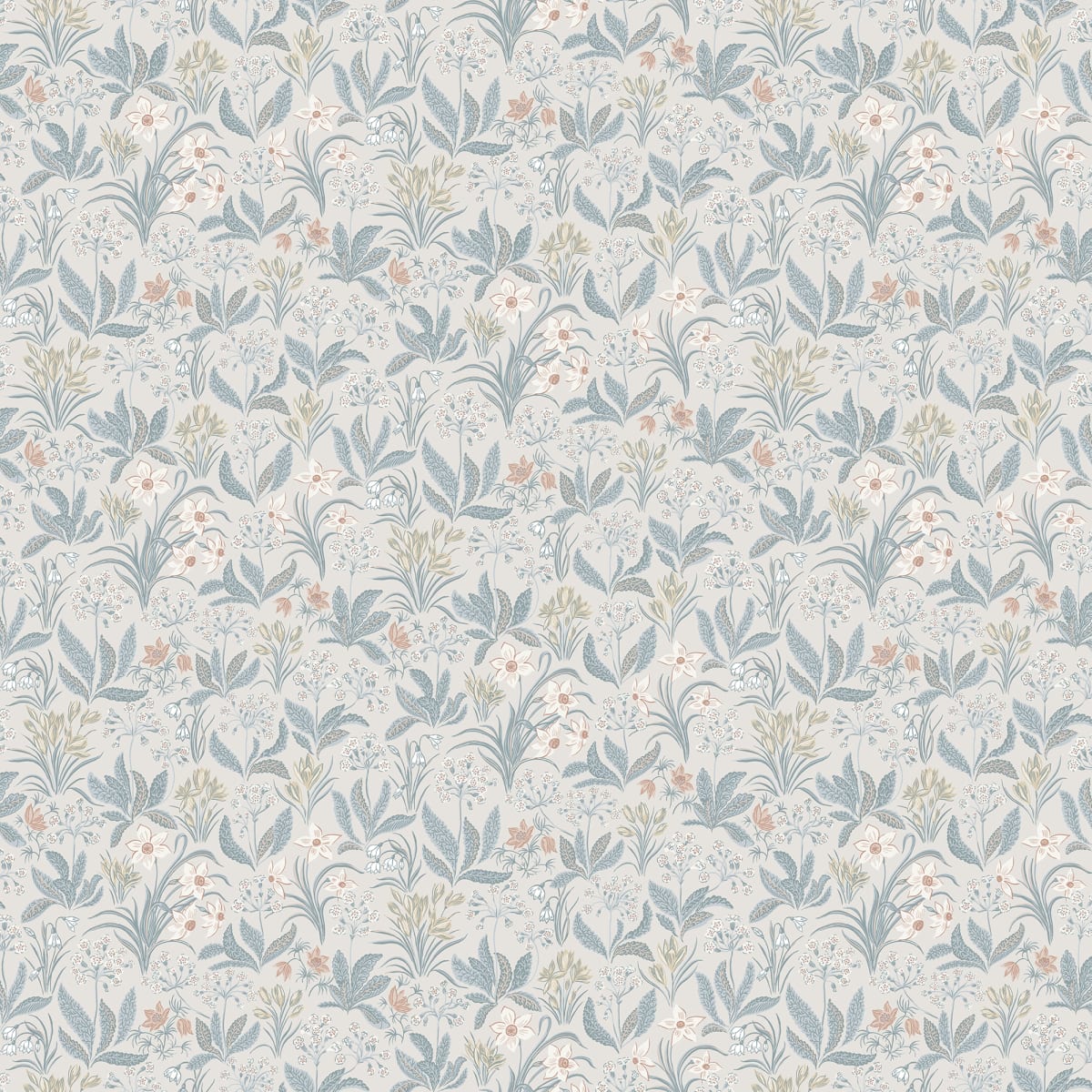 Huset I Solen Wallpaper - Folklore Blue - Sandberg - S10159 - Premier Wallcovering