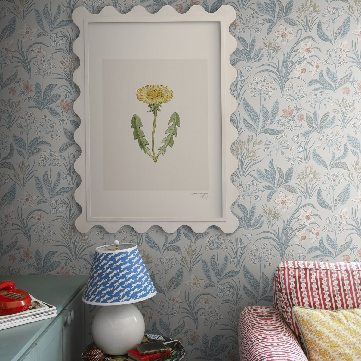 Huset I Solen Wallpaper - Folklore Blue - Sandberg - S10159 - Premier Wallcovering