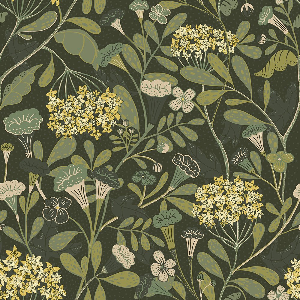 Hybbe Wallpaper - Dark Green - Midbec - 55022 - Premier Wallcovering