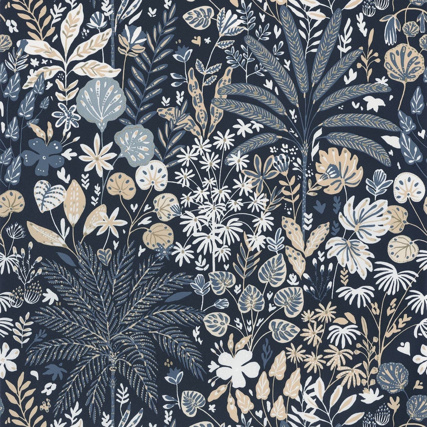 Hygge Hope Wallpaper - Bleu Nuit/ Beige - Caselio - 100596913 - Premier Wallcovering