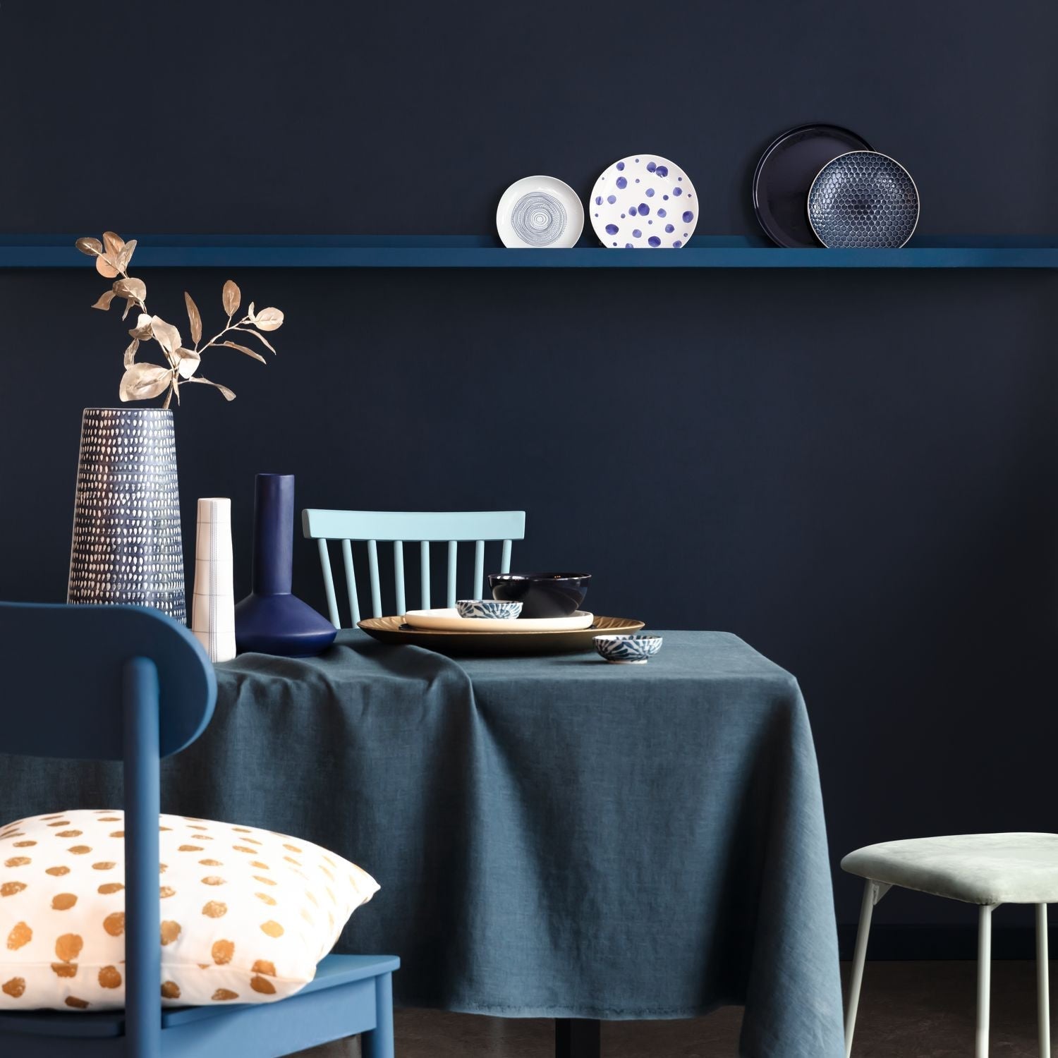 Hygge Uni Wallpaper - Bleu Nuit - Caselio - 100606919 - Premier Wallcovering