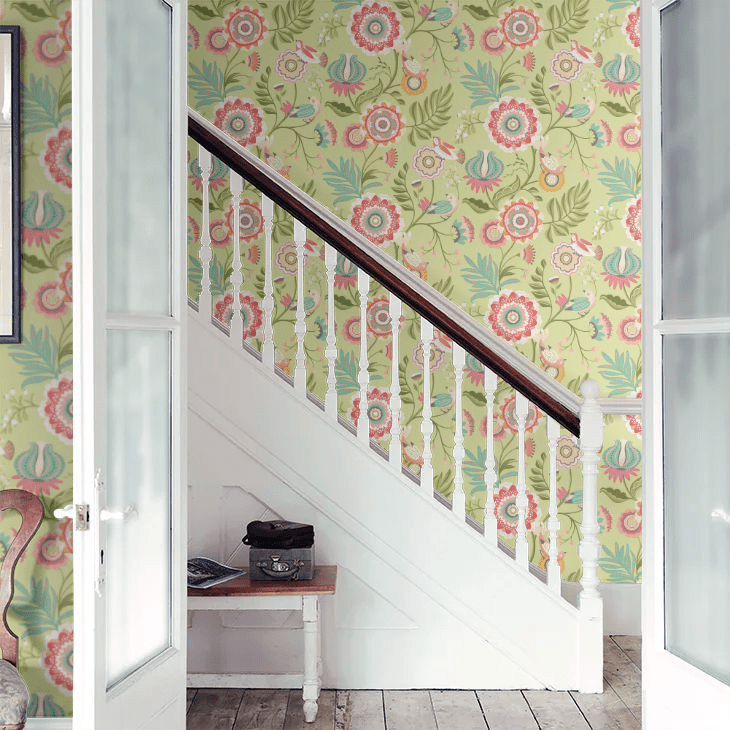 Ichika Trail Wallpaper - Coral & Apple - Ohpopsi - IKA50108W - Premier Wallcovering