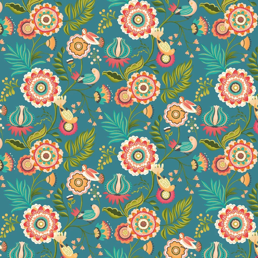 Ichika Trail Wallpaper - Peacock - Ohpopsi - IKA50112W - Premier Wallcovering