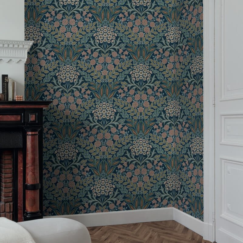 Icon Belvedere Floral Wallpaper - Navy - Grandeco - IC2105 - Premier Wallcovering