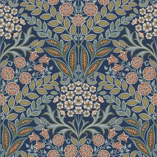 Icon Belvedere Floral Wallpaper - Navy - Grandeco - IC2105 - Premier Wallcovering