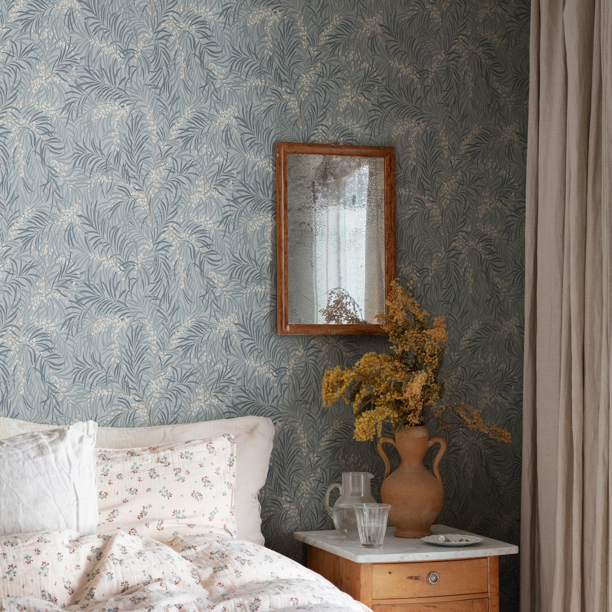 Idun Wallpaper - Misty Blue - Sandberg - S10226 - Premier Wallcovering