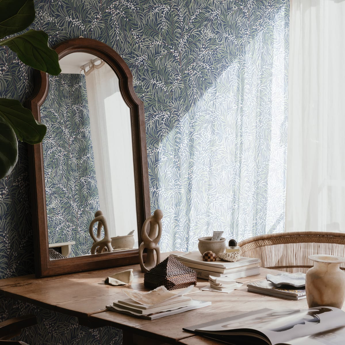 Idun Wallpaper - Classic Blue - Sandberg - S10208 - Premier Wallcovering