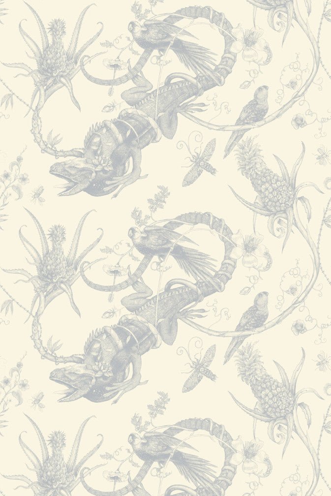 Iguana Superwide Wallpaper - Silver on Ivory - Timorous Beasties - SWP/IGU/IVY/02 - Premier Wallcovering