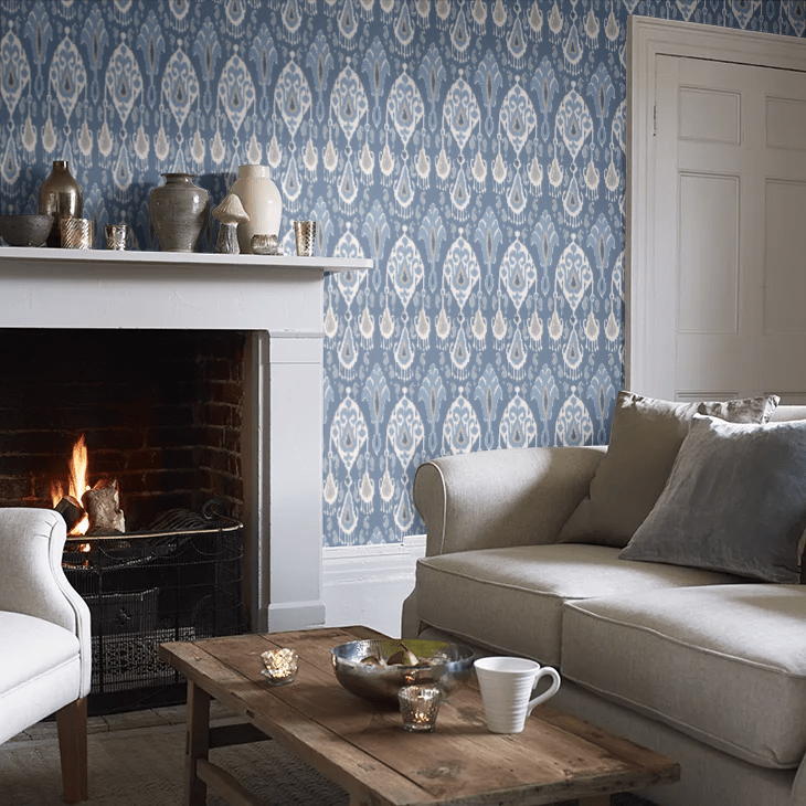 Ikat Bokhara Wallpaper - Indigo - GP & J Baker - BW45090/2 - Premier Wallcovering