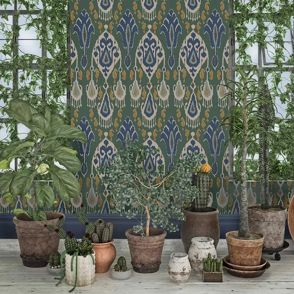 Ikat Bokhara Wallpaper - Emerald - GP & J Baker - BW45090/3 - Premier Wallcovering