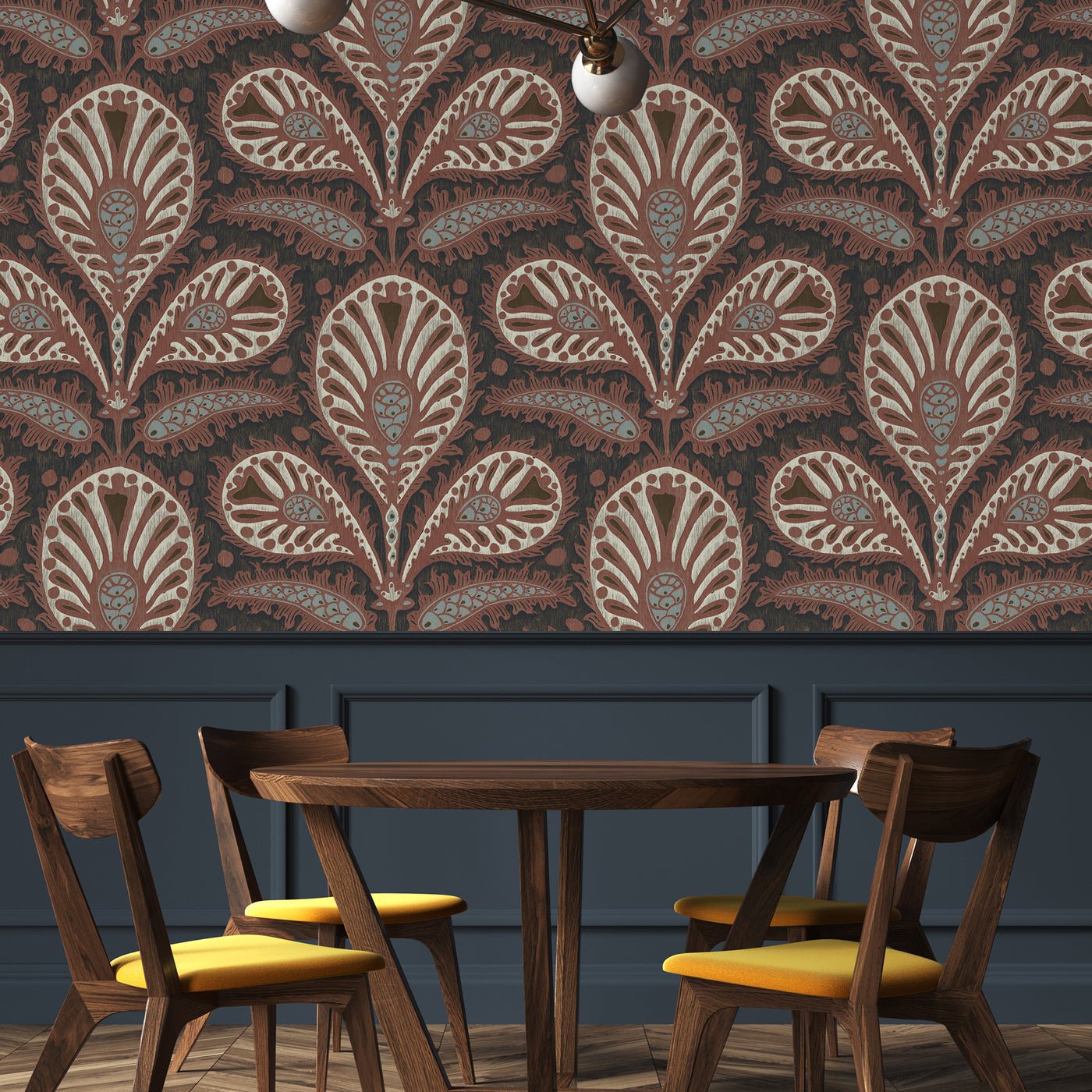 Ikat Clover Wallpaper - Red and Ink - Josephine Munsey - JMW-103401 - Premier Wallcovering