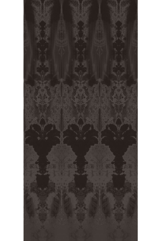 Ikat Damask Wallpaper Panels - Black - Timorous Beasties - ROR/IKAT/MICA/06 - Premier Wallcovering